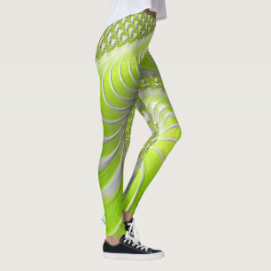 Abstract Lime Green Spiral Fractal Leggings
