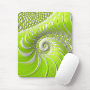 Abstract Lime Green Spiral Fractal Mouse Pad