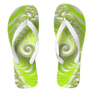 Abstract Lime Green Spiral Fractal Thongs
