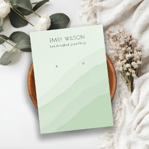 Abstract Lime Green Waves Stud Earring Display Business Card