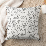Abstract Line Art, Abstract Faces Drawing Cushion<br><div class="desc">Geometrical abstract minimal modern pastel</div>