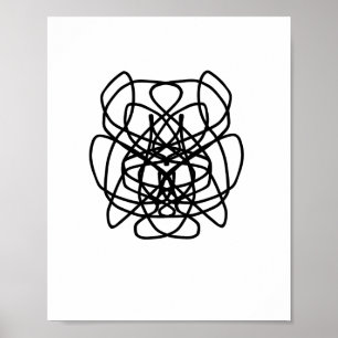 Abstract line art cartoon angry dog poster
