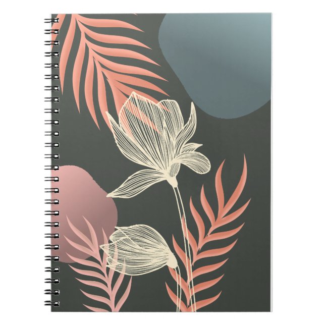 Abstract Line Art Flower Design - Elegant Mi Notebook (Front)