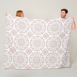 Abstract Line Art Mandala in Brown & Peach Tones Fleece Blanket