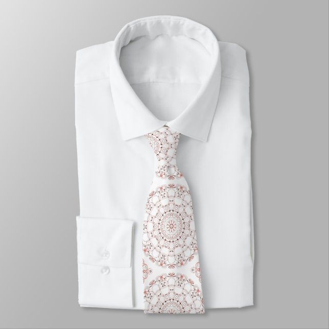 Abstract Line Art Mandala in Brown & Peach Tones Tie (Tied)