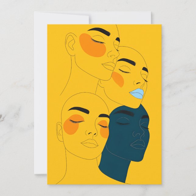 Abstract Line Art Print, Four Overlapping Faces (Front)
