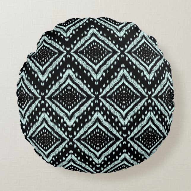Abstract Line, Beautiful, Ikat seamless pattern, B Round Cushion (Front)