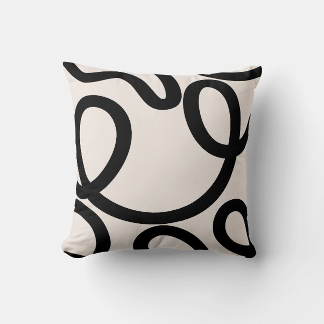 Abstract Line Black And White Cushion (Front)