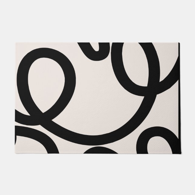 Abstract Line Black And White Doormat (Front)