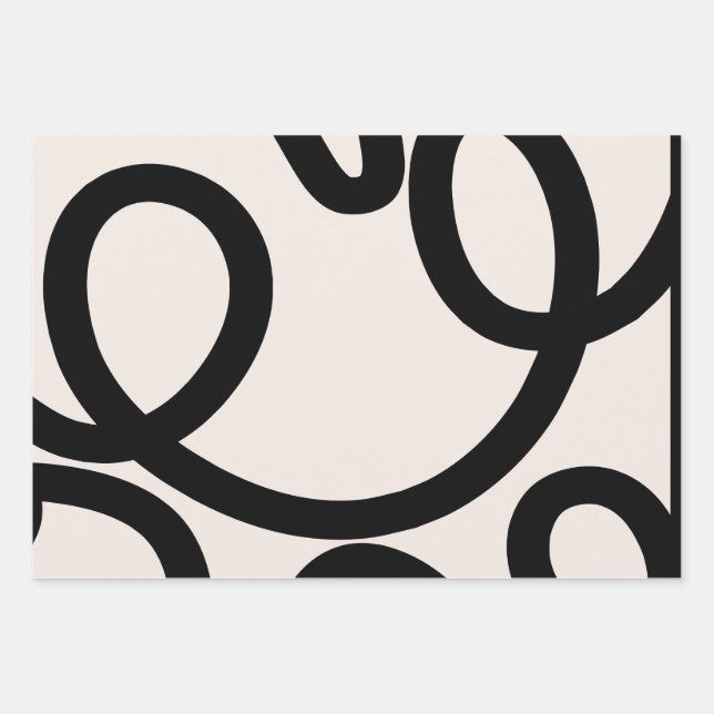 Abstract Line Black And White Wrapping Paper Sheet (Front 2)