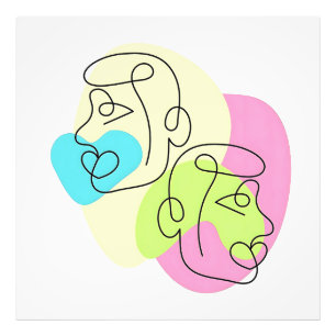 Abstract Line Colourful Twin Faces Photo Print