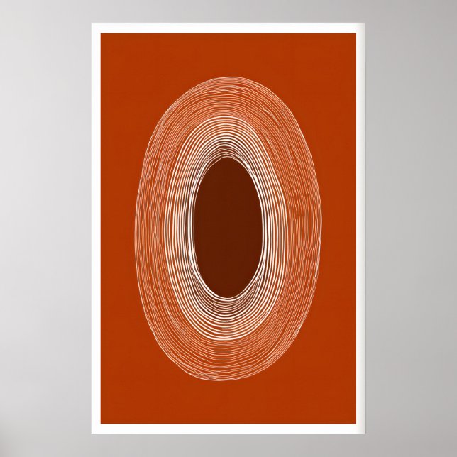 Abstract Line Drawing Poster, Oval Shape, Warm Poster (Front)