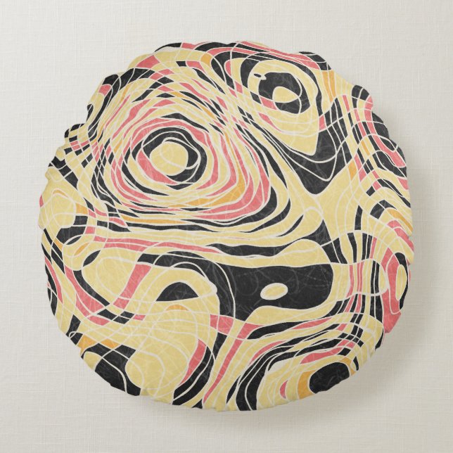 Abstract line geo pattern, topographical design. round cushion (Front)