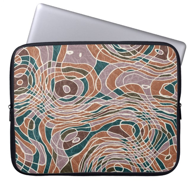 Abstract Line Geo Topographical Pattern Laptop Sleeve (Front)