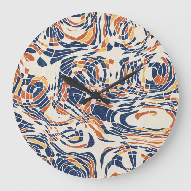 Abstract line geo, topographical seamless pattern. large clock (Front)