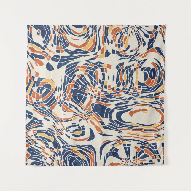 Abstract line geo, topographical seamless pattern. tapestry (Front)