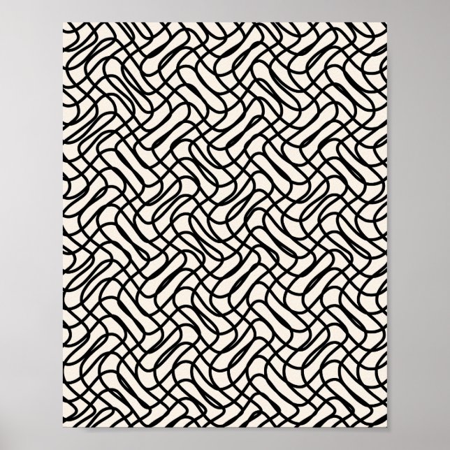 Abstract Line Pattern Black And White Poster (Front)