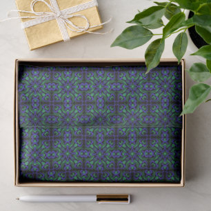 Abstract Line Pattern In Green Violet And Black Tissue Paper