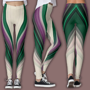 Abstract Line Pattern   Purple & Teal Leggings