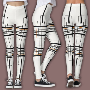 Abstract Line Pattern   Urban Grid Leggings