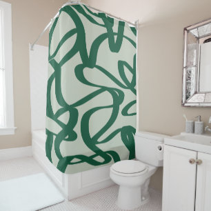 Abstract Line Sage Green Brush Strokes Shower Curtain