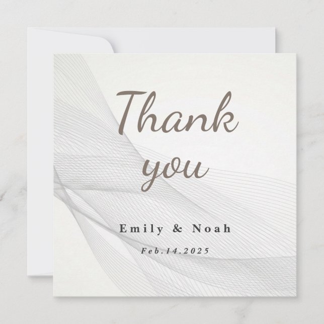 Abstract Line Texture Wedding Thank You Card (Front)