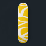 Abstract Line Yellow Skateboard<br><div class="desc">Abstract Shapes – Striped Pattern – yellow background with white lines.</div>