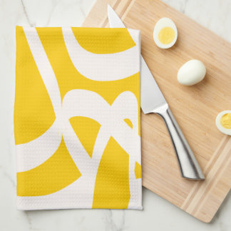 Abstract Line Yellow Tea Towel