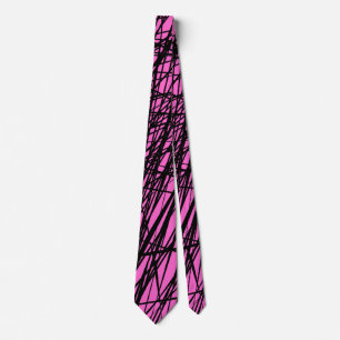 Abstract Lines - 02 - Pink #FF66CC Tie