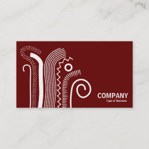 Abstract Lines 02- White on Dark Red Business Card