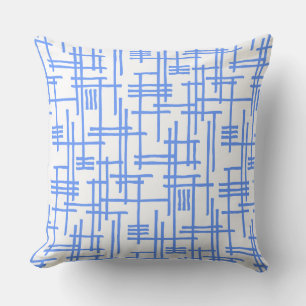 Abstract Lines 120923 - Baby Blue on White Cushion
