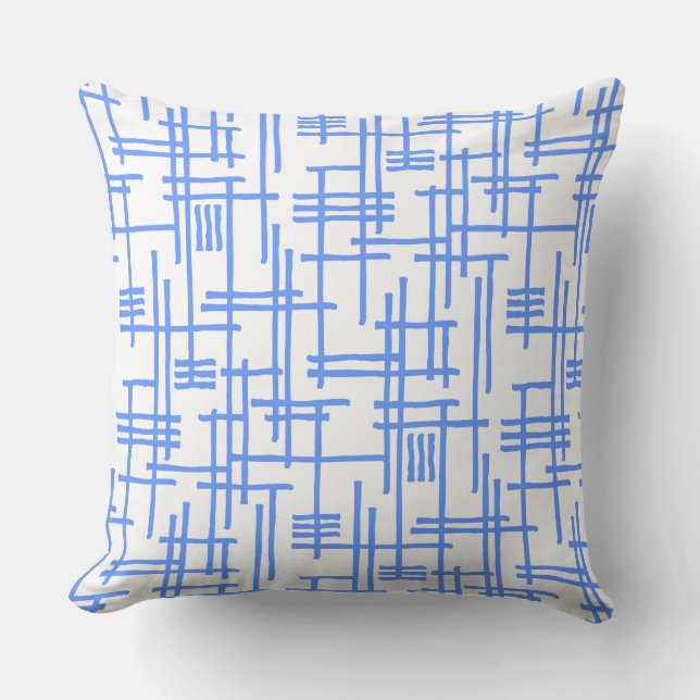 Abstract Lines 120923 - Baby Blue on White Cushion (Front)