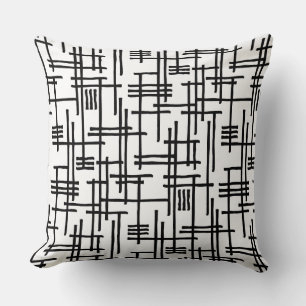 Abstract Lines 120923 - Black on White Cushion