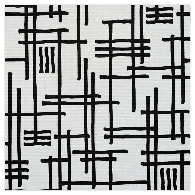 Abstract Lines 120923 - Black on White Fabric (Swatch)