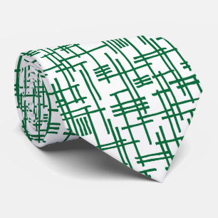 Abstract Lines 120923 - Forest Green on White Tie