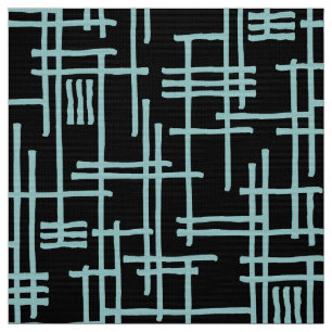 Abstract Lines 120923 - Light Blue Green on Black Fabric