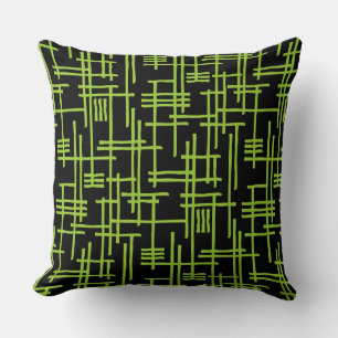 Abstract Lines 120923 - Martian Green on Black Cushion