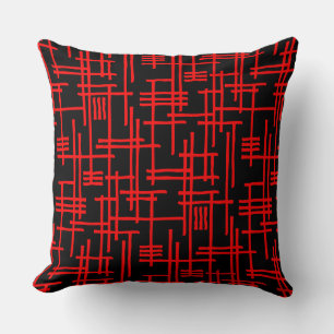 Abstract Lines 120923 - Red on Black Cushion