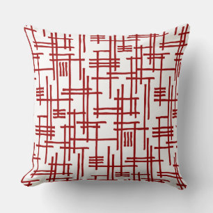 Abstract Lines 120923 - Ruby Red on White Cushion