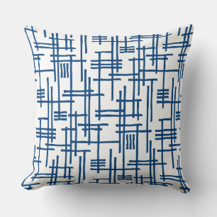 Abstract Lines 120923 - Shibori Blue on White Cushion