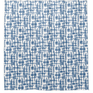 Abstract Lines 120923 - Shibori Blue on White Shower Curtain