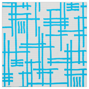 Abstract Lines 120923 - Sky Blue on White Fabric