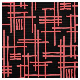 Abstract Lines 120923 - Tropical Pink on Black Fabric