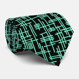 Abstract Lines 120923 - Turquoise on Black Tie