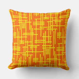 Abstract Lines 120923 - Yellow on Orange Cushion