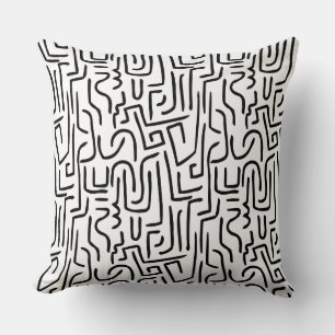 Abstract Lines 130318 - Black on White Cushion