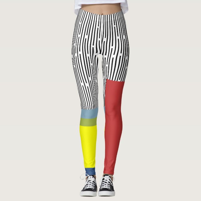 Abstract lines and Rectangles  Leggings (Front)