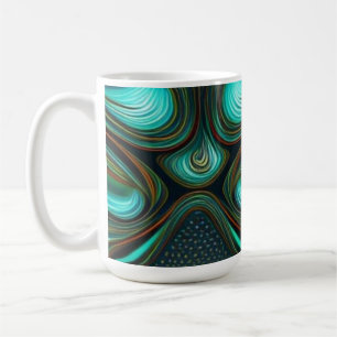 Abstract Lines Black Gold Turquoise Art Coffee Mug