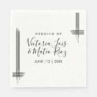 Abstract Lines Black White Modern Wedding