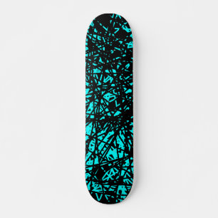 Abstract Lines - Cyan Skateboard